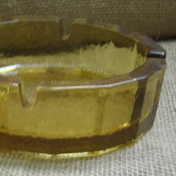 Vintage Blenko Amber Glass Pebble Textured Ashtray - Picture 13 of 14